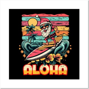 Aloha Surf Hawaii Vintage Christmas Gnome Posters and Art